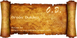 Orsós Dukász névjegykártya